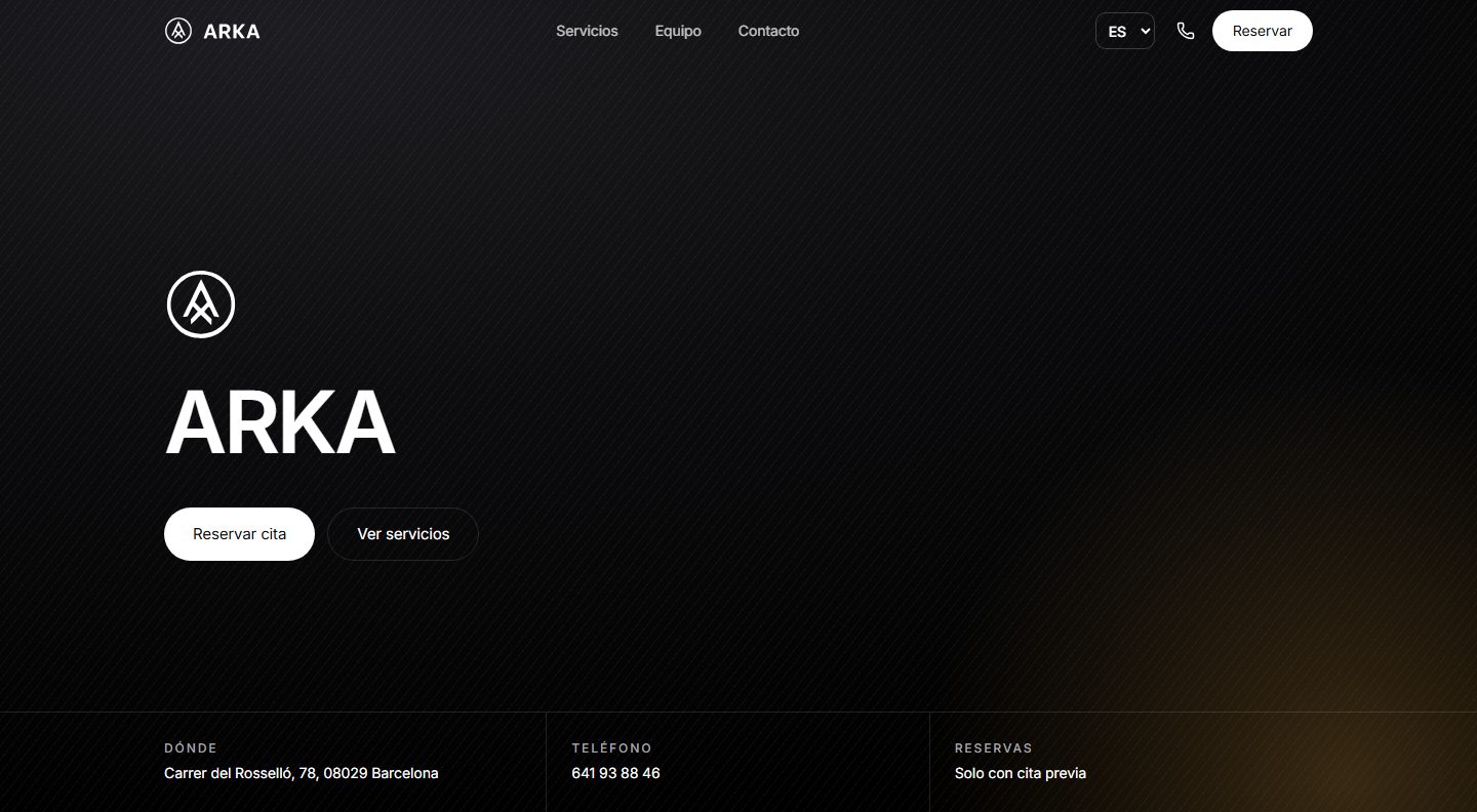 Portada de arkabarbershop.com en un ordenador