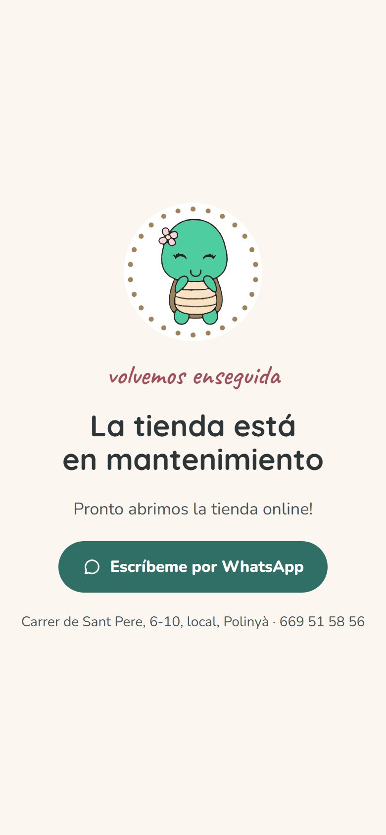 dulcepuntada.com en el móvil, a punto de abrir la tienda online