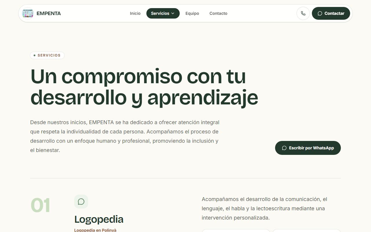 Página de servicios de cpempenta.com